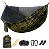 Lightweight Portable Camping Hammock – Mosquito Net & Ridge Rope for Outdoor Hiking & Travel - Camouflage