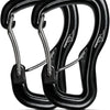 Heavy Duty 8KN Double-Locking Aluminum Alloy Carabiner – Secure & Durable Clip for Climbing & Outdoor Gear - Black-2pc
