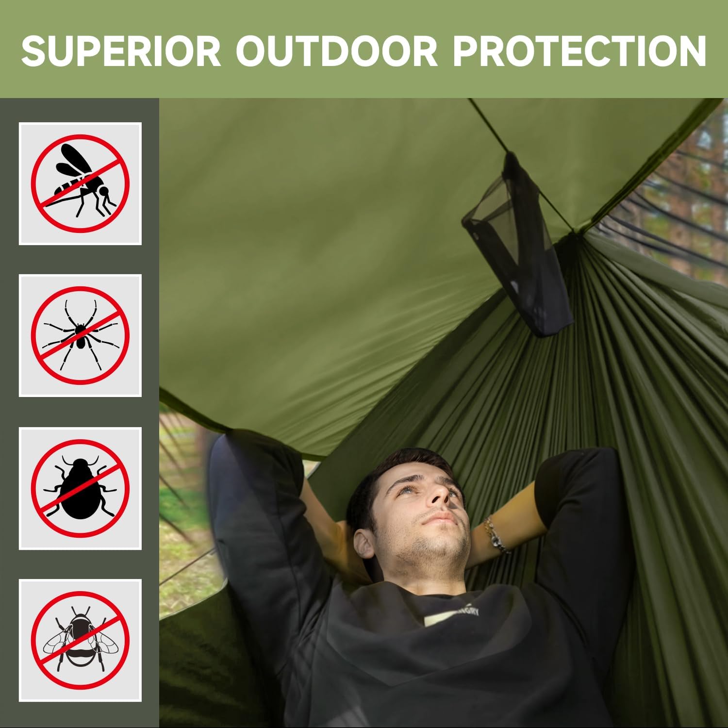 Camping Hammock with Mosquito Net & Sunshade