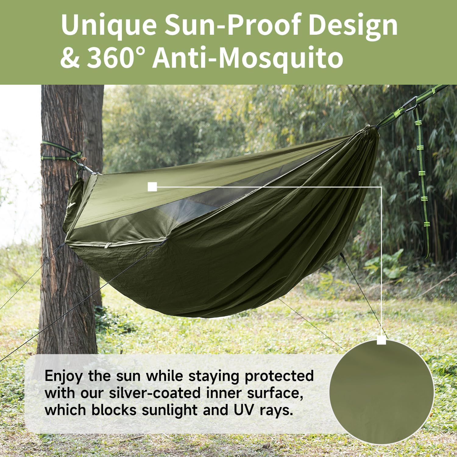Camping Hammock with Mosquito Net & Sunshade