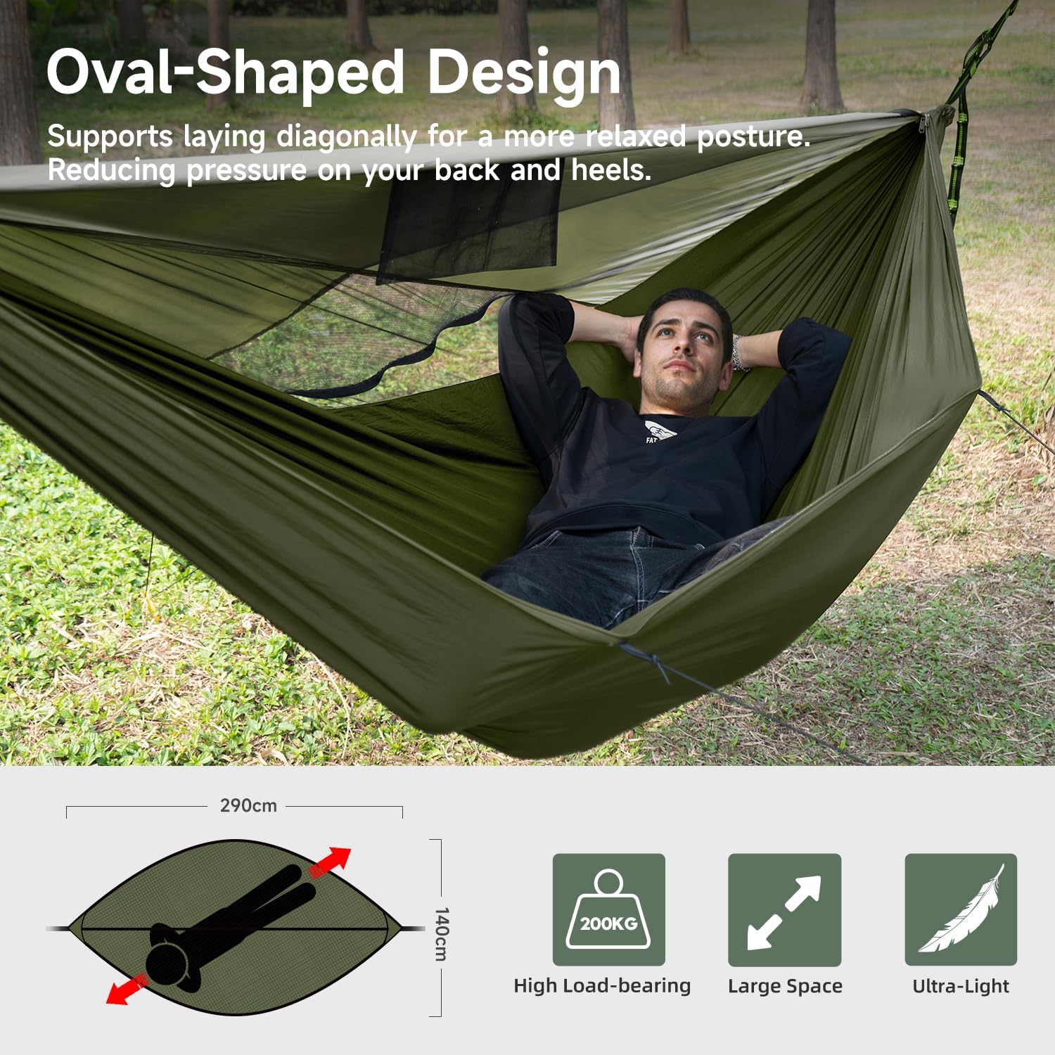 Camping Hammock with Mosquito Net & Sunshade