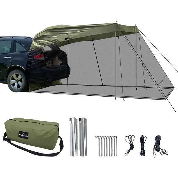 car canopy tents Car Awning Sun Shelter Tents SUV Tent Rooftop with Mosquito Net Camping Truck Canopy Universal Tailgate Tent Outdoor for MPV, Trucks Army