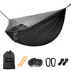 Lightweight Portable Camping Hammock – Mosquito Net & Ridge Rope for Outdoor Hiking & Travel - Black