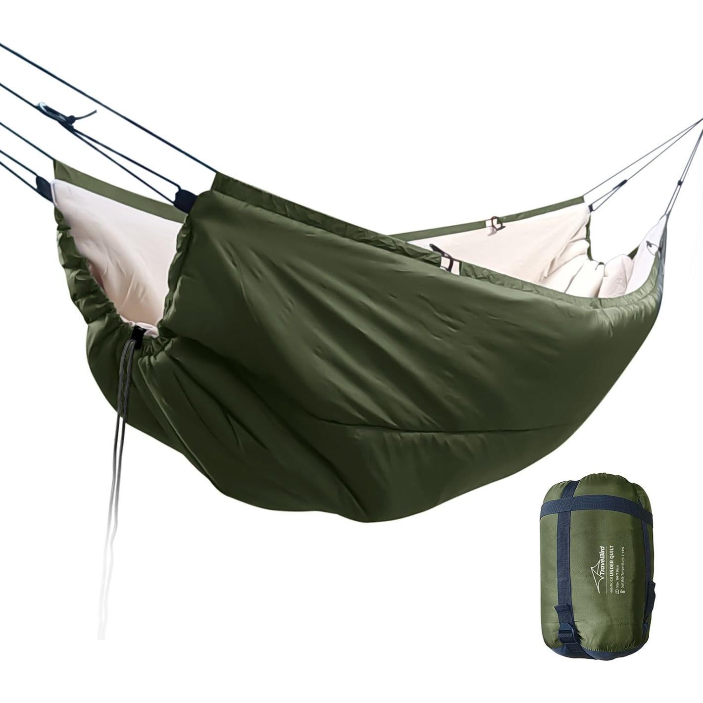 4-Season Insulated Camping Hammock Underquilt – Ultralight Thermal-Lined Cold Weather Gear with No-Slip Suspension, Compact for Backpacking, Hiking, Survival Shelter (Water-Resistant Parachute Nylon)