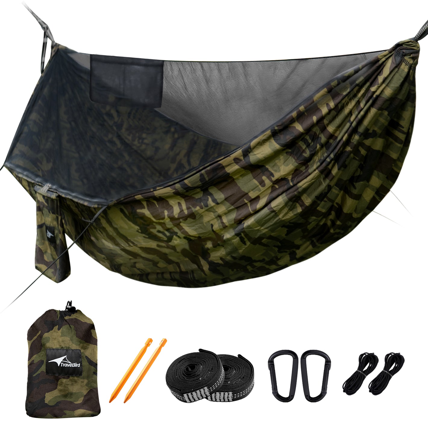 Lightweight Portable Camping Hammock – Mosquito Net & Ridge Rope for Outdoor Hiking & Travel