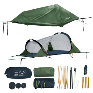 2-in-1 TriHive Hammock Flat Lay Camping Hammock with Mosquito Net & PU3000 Rainfly for Backpacking Hiking Outdoor