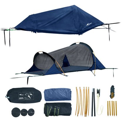 2-in-1 TriHive Hammock Flat Lay Camping Hammock with Mosquito Net & PU3000 Rainfly for Backpacking Hiking Outdoor