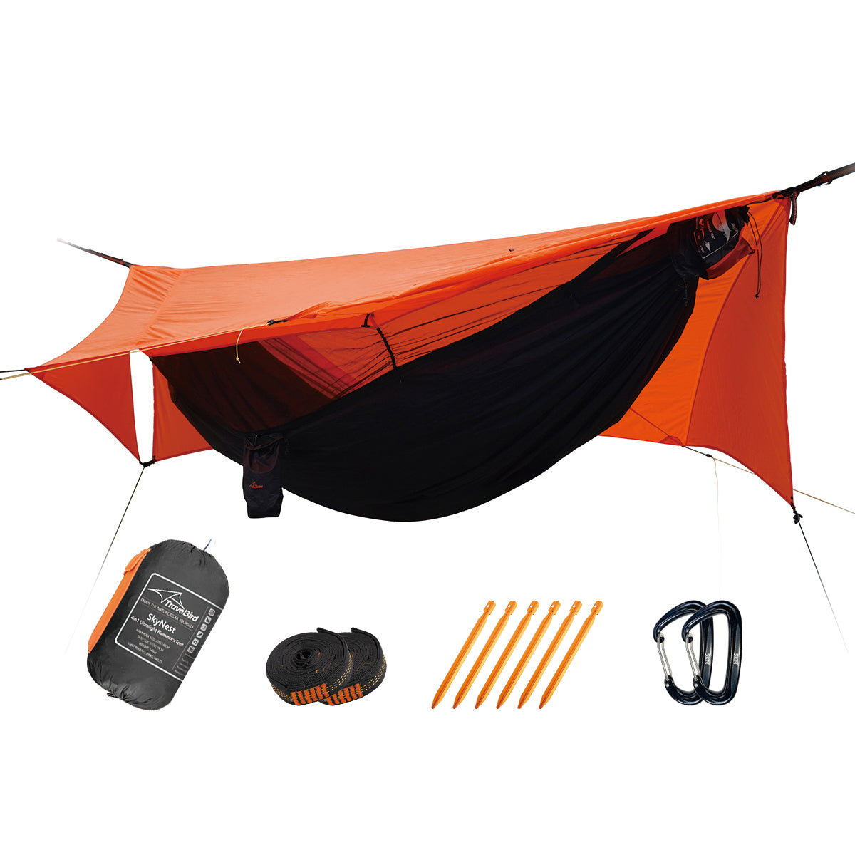 tent or hammock for backpacking SkyNest Ultralight portable hammock with mosquito net backpacking travel jungle waterproof hammock tent Sunny Orange / 335*140cm