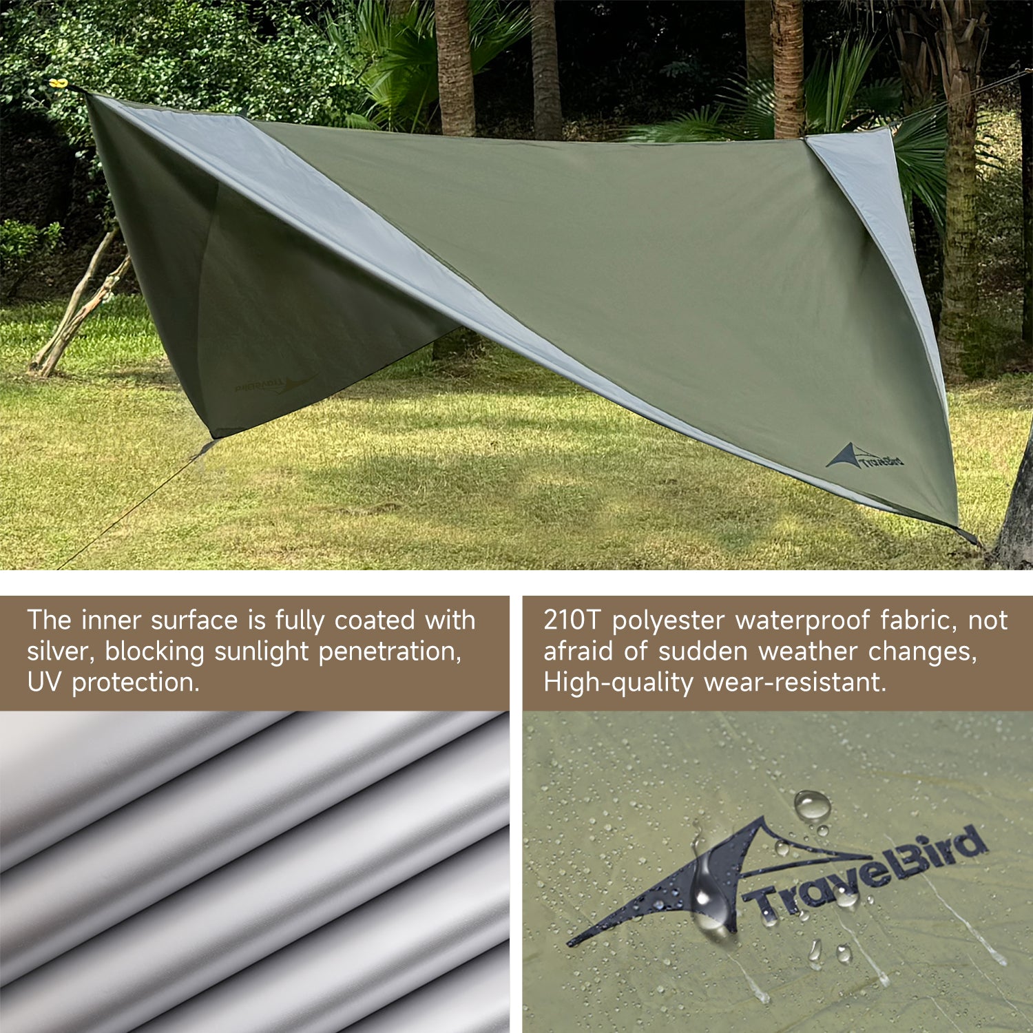 tarp uv protection Hammock Rain Fly Waterproof Tarp with Doors Lightweight & UV Protection Camping Tarp Multifunctional for Backpacking Hiking Hammock