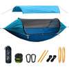 4-in-1 Hanging Tent – Versatile Hammock with Mosquito Net & Detachable Sun Blinds for Ultimate Outdoor Comfort - Blue