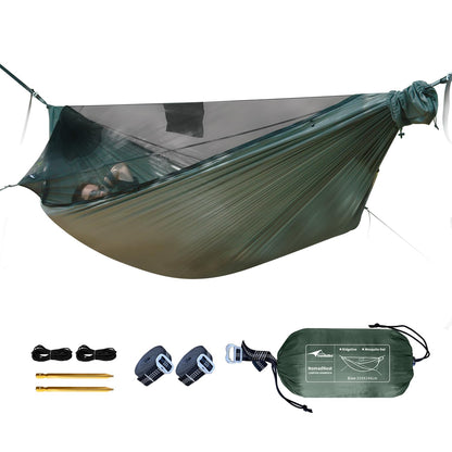 NomadNest 11ft Camping Hammock with Net and Ridge Rope Detachable Full-Open Mesh