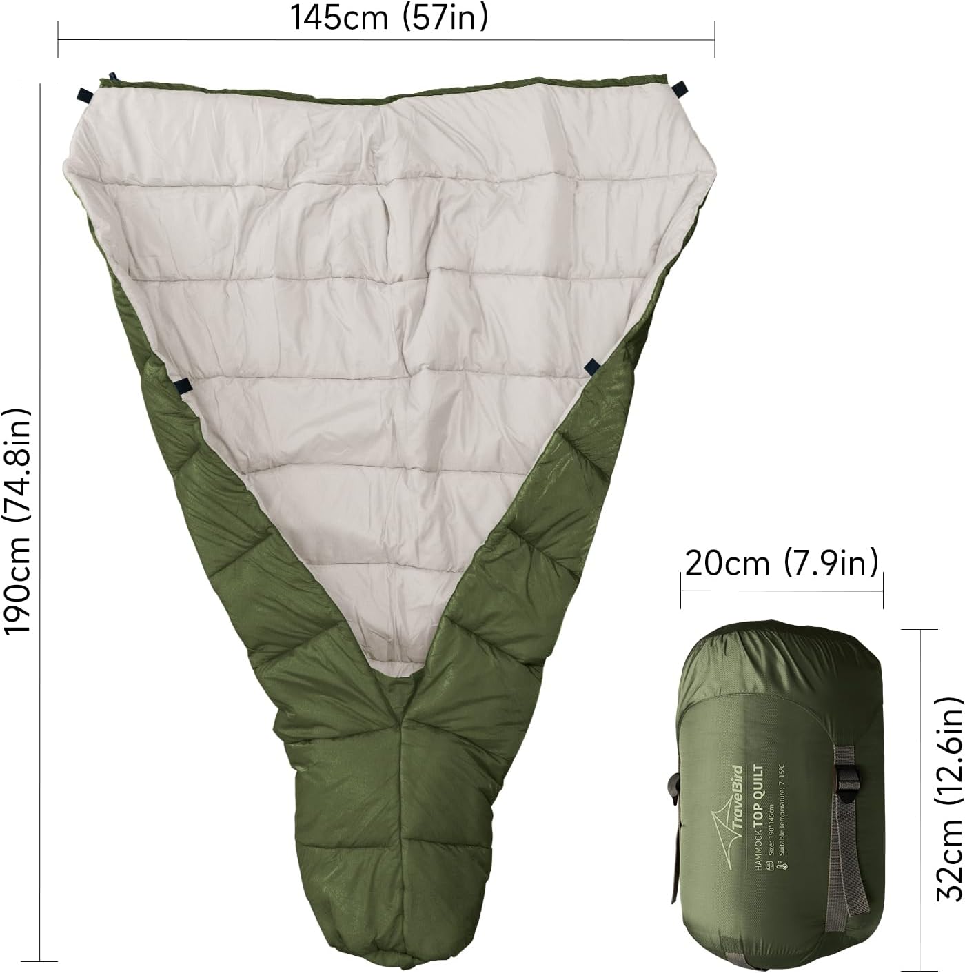 Backpacking Hammock Topquilt – Ultralight Camping Sleeping Bag for All