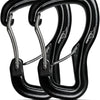 Heavy Duty 8KN Double Door Aluminum Alloy Carabiner - Black-2pc