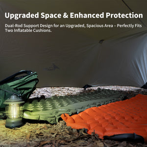 Double Pole 14ft Hammock Rain Fly Tarp Lightweight Waterproof Camping Tent Tarp with Doors Bushcraft Tarp Shelter for Backpacking Hiking Camping