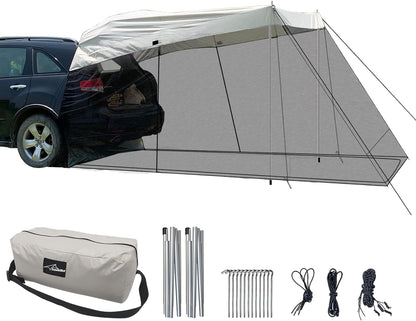 Car Awning Sun Shelter Tents SUV Tent Rooftop with Mosquito Net Camping Truck Canopy Universal Tailgate Tent Outdoor for MPV, Trucks