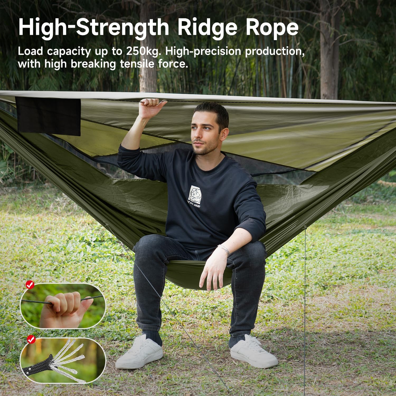 hängematte lightweight Camping Hammock with Mosquito Net & Sunshade – Lightweight Portable Hammock with Tree Straps for Hiking, Backpacking & Outdoor Travel 114"L x 55"W /