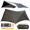 Ultralight Hammock Rain Fly Tarp Camping Tent Waterproof Portable Rain Tarp Canopy with Doors Multifunctional Bushcraft Tarp for Outdoor Backpacking Hiking - Camouflage