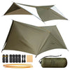 Ultralight Hammock Rain Fly Tarp Camping Tent Waterproof Portable Rain Tarp Canopy with Doors Multifunctional Bushcraft Tarp for Outdoor Backpacking Hiking - Army