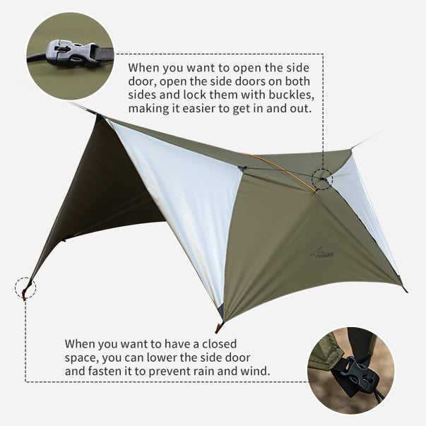 folding a tarp Ultralight Hammock Rain Fly Tarp Camping Tent Waterproof Portable Rain