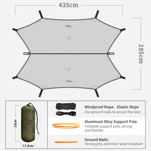 ultralight waterproof tarp Ultralight Hammock Rain Fly Tarp Camping Tent Waterproof Portable Rain Tarp Canopy with Doors Multifunctional Bushcraft Tarp for Outdoor Backpacking