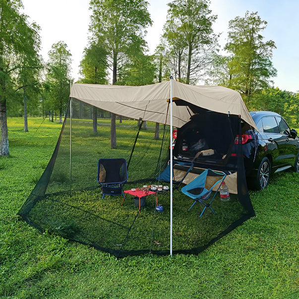 tailgate tents for trucks Car Awning Sun Shelter Tents SUV Tent Rooftop with Mosquito Net Camping Truck Canopy Universal Tailgate Tent Outdoor for MPV, Trucks Army