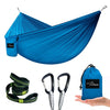 20D Parachute Fabric Pocket Light Camping Hammocks Portable Double Ultralight Tree Hammock for Outside - Blue