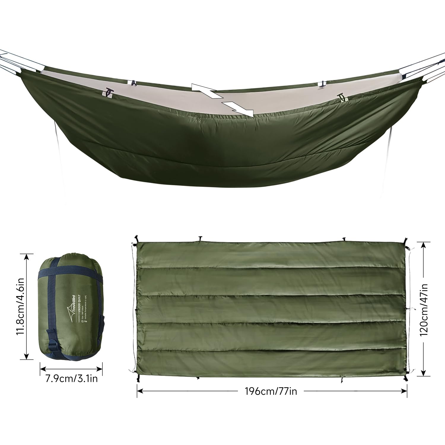 4-Season Insulated Camping Hammock Underquilt – Ultralight Thermal-Lin